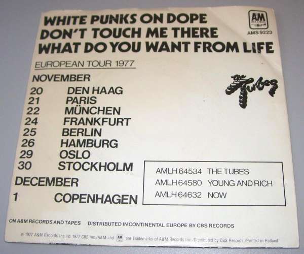 45T The Tubes - Disque promotionnel pour la tournée européenne - 1977
