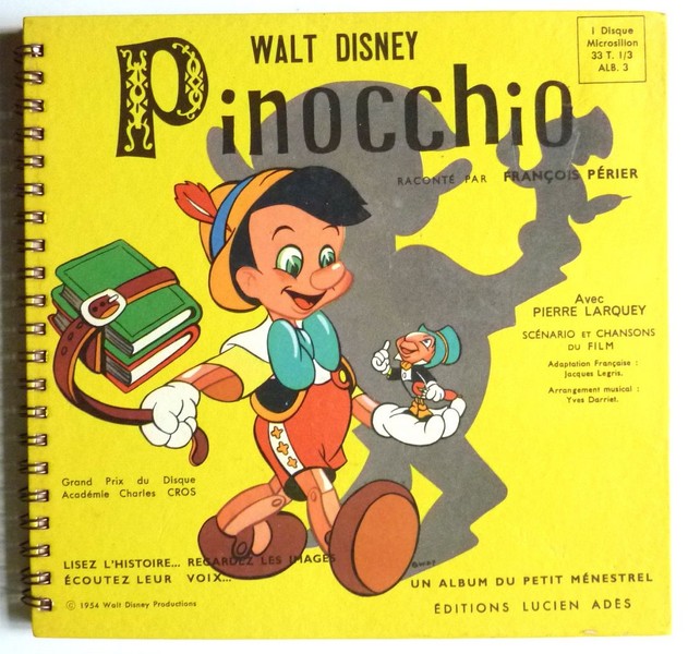 Pinocchio. 1954. Livre-disque 33T 17cm Le Petit Ménestrel ALB.3.    (R1).JPG