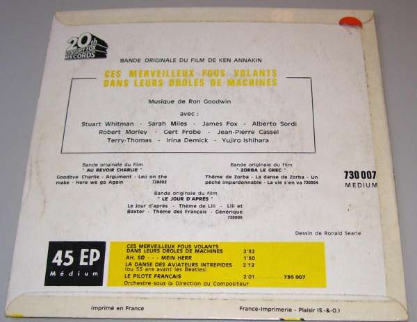 45T EP - Ron Goodwin ‎– Ces Merveilleux Fous Volants Dans Leurs Drôles De Machines - 1965