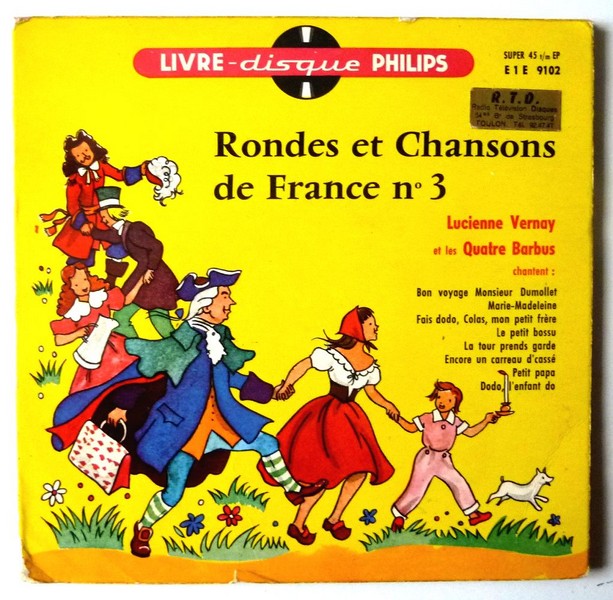 Rondes et Chansons de France N°3. 1960. Livre-disque 45T PHILIPS E 1 E 9102.   (R1).JPG