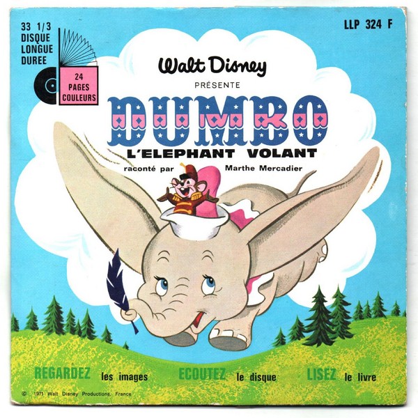 DUMBO l'éléphant volant. 1971. Livre disque 33T 17cm  DISNEYLAND  LLP 324 F.   (R1).jpg