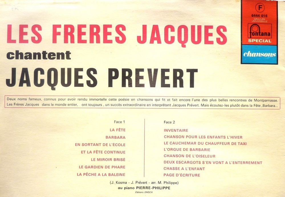 Les FRERES JACQUES chantent PREVERT 33T FONTANA.    (R2).JPG